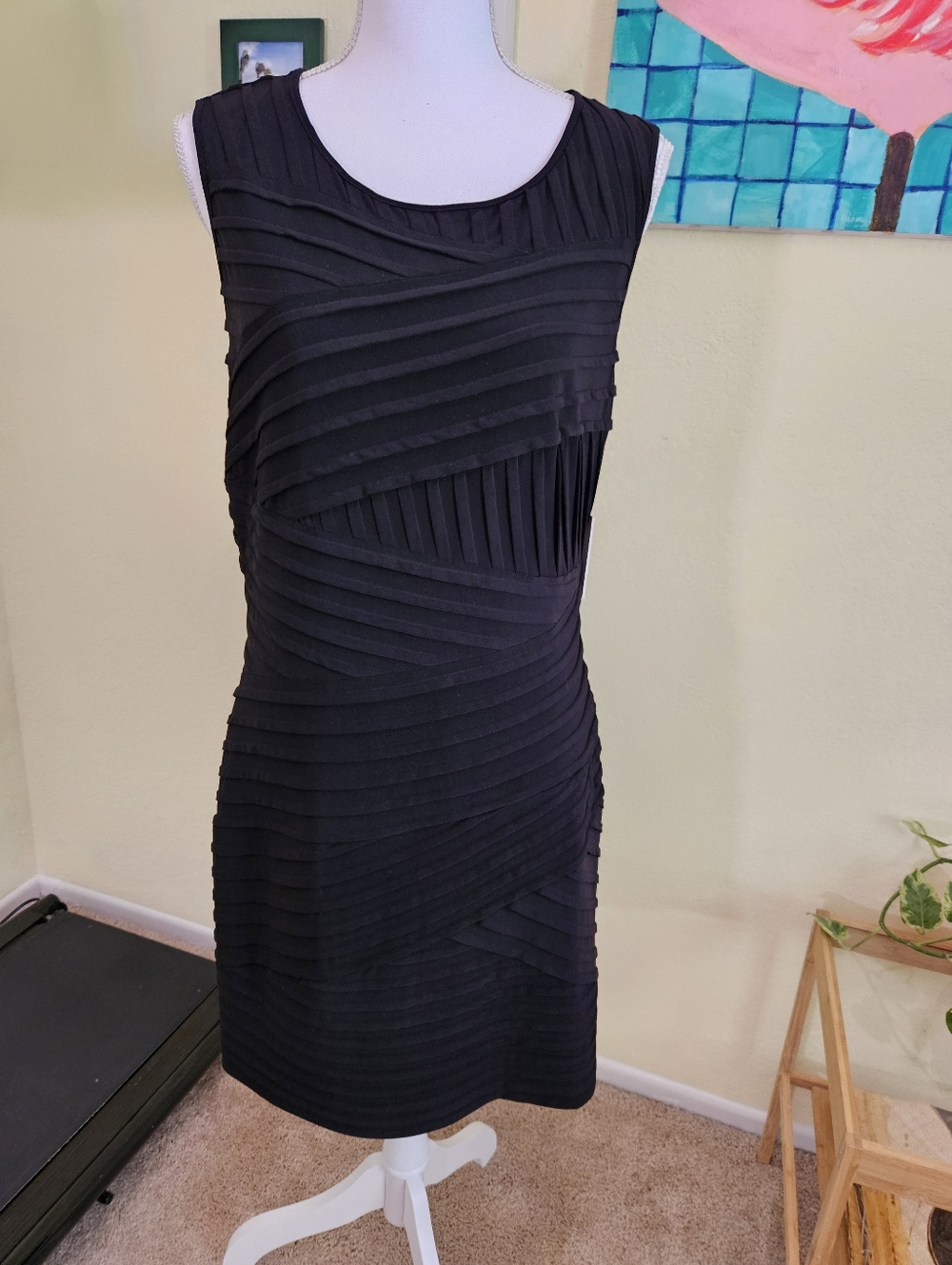 Calvin Klein Black Textured Sleeveless Mini Dress Sz 14